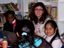Volunteer Stephanie Prete and kids